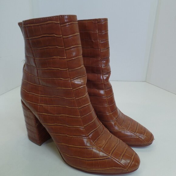 Chinese Laundry Katarina Golden Brown Crocodile Pattern Mid-Calf Boots Sz 8.5 - Picture 1 of 13